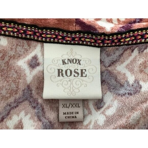 KNOX ROSE Kimono Cardigan Top Size XL/XXL Rust Pink Boho Pattern 100% Rayon - Picture 7 of 8